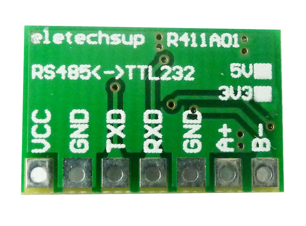 RS485 naar RS232 TTL omvormer module 5V achterkant